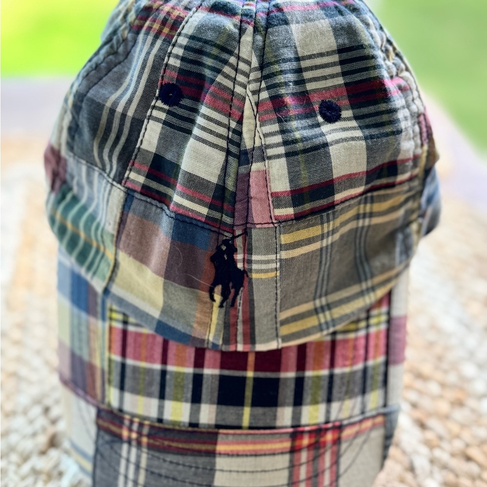 Polo Plaid Baseball Cap with Embroidered Logo